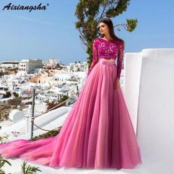 New Listed Hot Pink Lace Long Sleeves Two Piece Prom Dresses A-line Sequin Appliques Tulle Long Formal Party Evening Gown
New Listed Hot Pink Lace Long Sleeves Two Piece Prom Dresses A-line Sequin Appliques Tulle Long Formal Party Evening Gown
