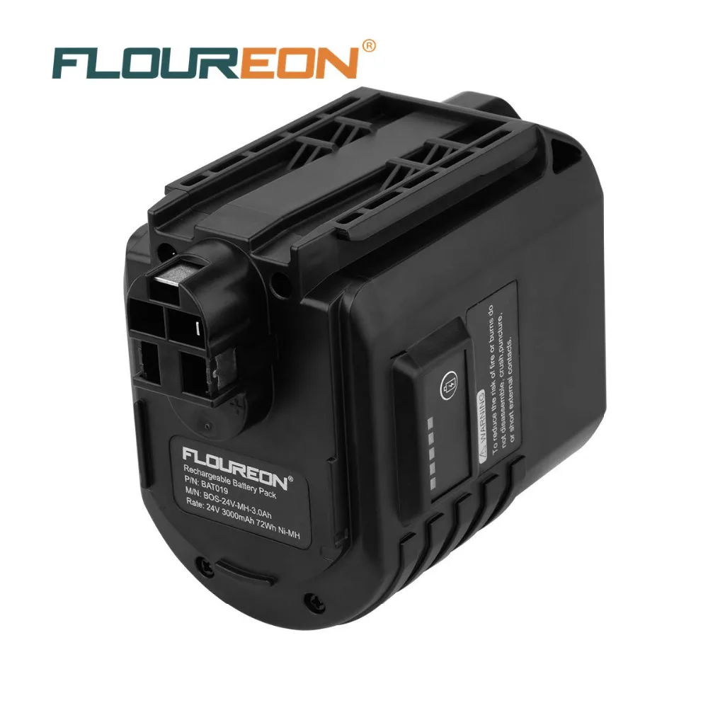 

FLOUREON BAT019 24V 3000mAh Rechargeable Battery Pack Power Tools NI-MH Batteris Replacement for Bosch GBH 24VFR GBH24VRE