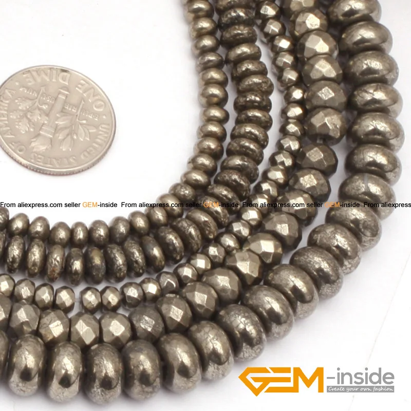 

Rondelle Spacer Irony Gray Pyrite Beads Natural Stone Beads DIY Acceories Beads For Jewelry Making Strand 15 Inches