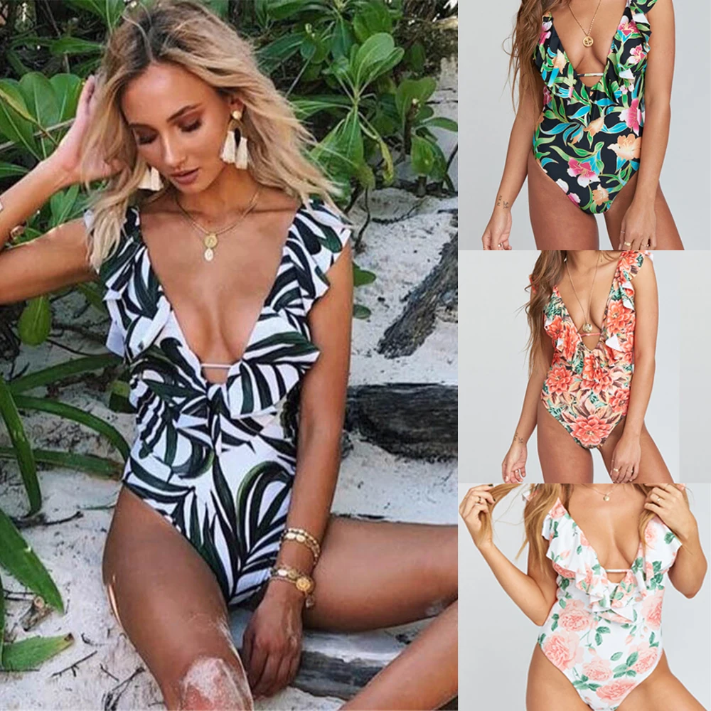 Ruffle One Piece Swimsuit Print Swimwear Women High Cut Monokini Open Back Swim Suit Green Bathing Suit Thong Maillot De Bain
Ruffle One Piece Swimsuit Print Swimwear Women High Cut Monokini Open Back Swim Suit Green Bathing Suit Thong Maillot De Bain