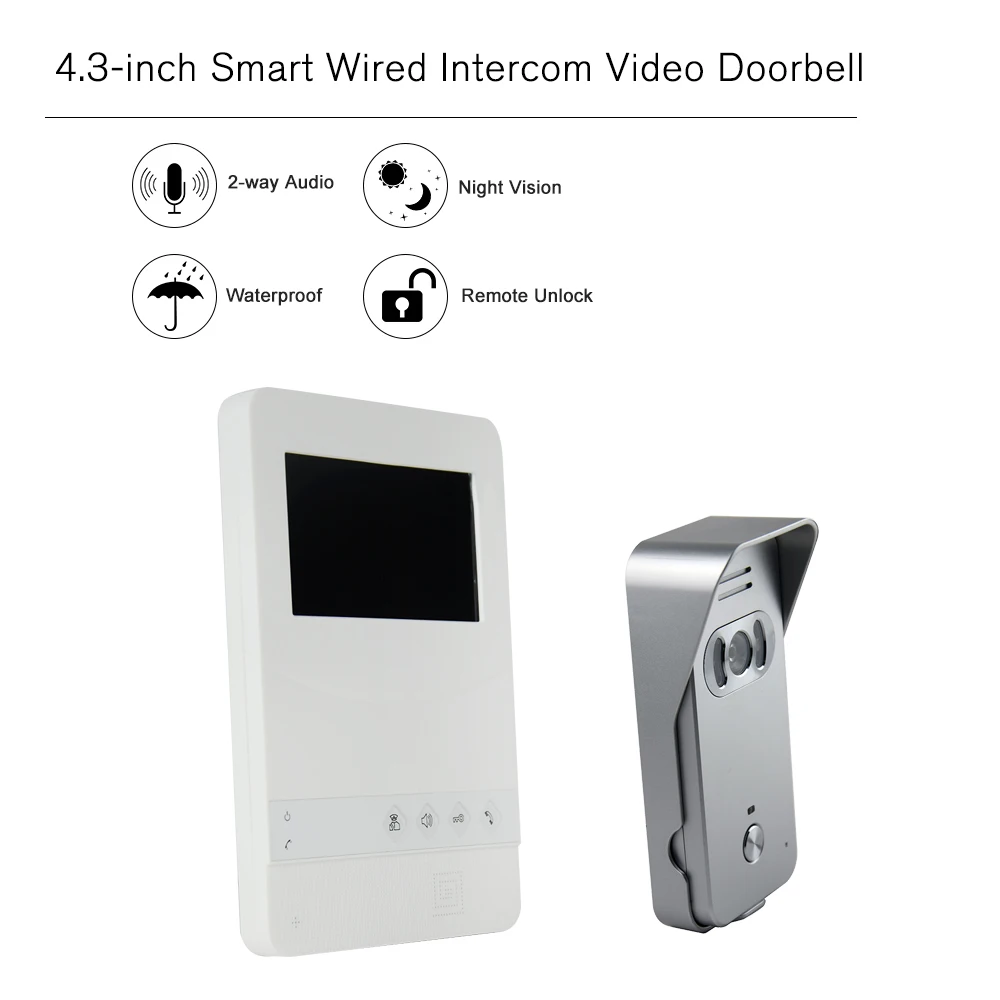 Video Door Viewer Door Bell Video Intercom Monitor Kit 4.3-inch LCD Screen Monitor IR Night Vision Camera Door Bell for Home
Video Door Viewer Door Bell Video Intercom Monitor Kit 4.3-inch LCD Screen Monitor IR Night Vision Camera Door Bell for Home