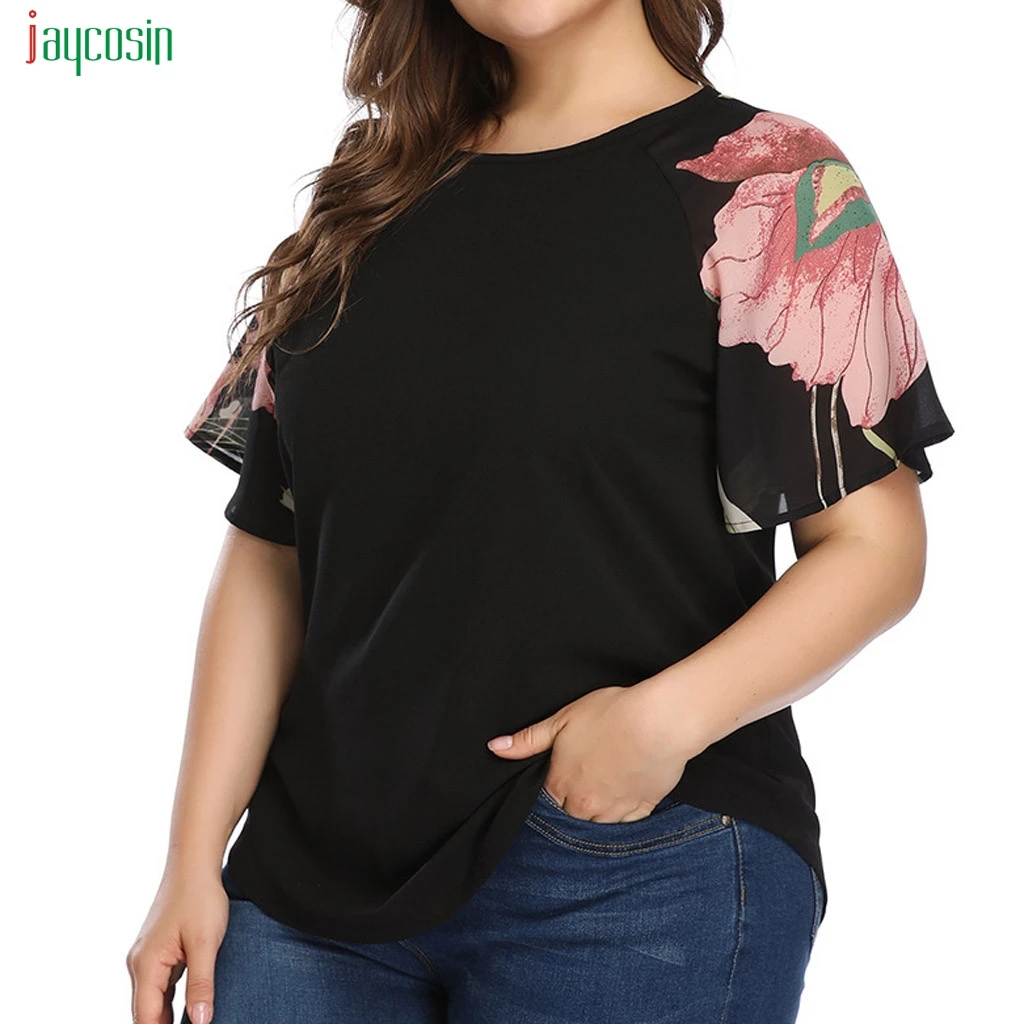 Jaycosin Women Floral Print Plus Size T Shirt Casual O Neck Tops Tees Fashion Ruffles Black Short Sleeve Blusas Mujer De Moda
Jaycosin Women Floral Print Plus Size T Shirt Casual O Neck Tops Tees Fashion Ruffles Black Short Sleeve Blusas Mujer De Moda