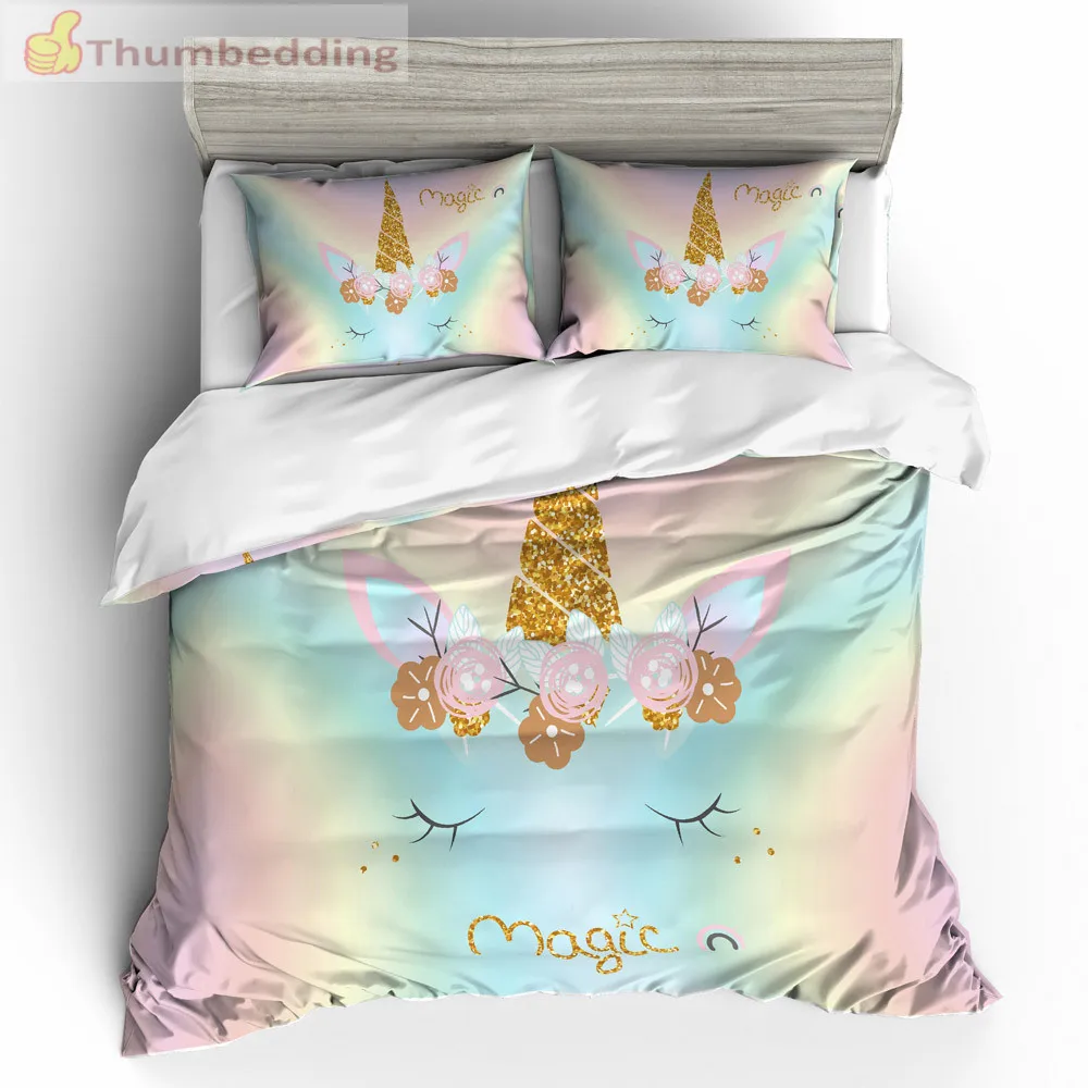 Thumbedding Dropship Rainbow Flowers Unicorn Bedding Set 100% Microfiber Colorful 3D Duvet Cover Set Innovative Unique Design
Thumbedding Dropship Rainbow Flowers Unicorn Bedding Set 100% Microfiber Colorful 3D Duvet Cover Set Innovative Unique Design