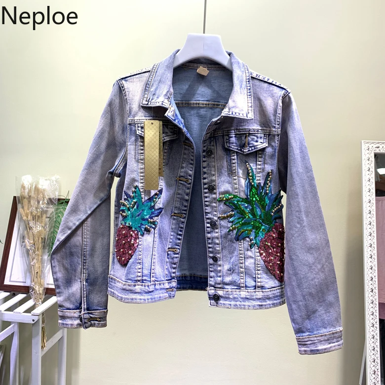 Neploe Autumn Casual Women Denim Jacket Embroidered Pineapple Sequins Jean Coat 2019 New Korean Loose Cowboy Outwear 53930
Neploe Autumn Casual Women Denim Jacket Embroidered Pineapple Sequins Jean Coat 2019 New Korean Loose Cowboy Outwear 53930