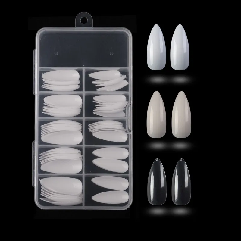100pcs/box Long Stiletto Flase Nail Art Tips White/Clear/Natural Curved Nails Flat Shape Full Cover Acrylic Fake Nails
100pcs/box Long Stiletto Flase Nail Art Tips White/Clear/Natural Curved Nails Flat Shape Full Cover Acrylic Fake Nails