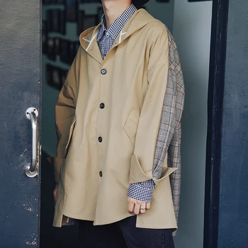 2018 Autumn Men's Fashion Tide Behind Lattice Spliced Pattern Even Cap High Quality Loose Casual Solid Color Jackets Coats M-XL
2018 Autumn Men's Fashion Tide Behind Lattice Spliced Pattern Even Cap High Quality Loose Casual Solid Color Jackets Coats M-XL