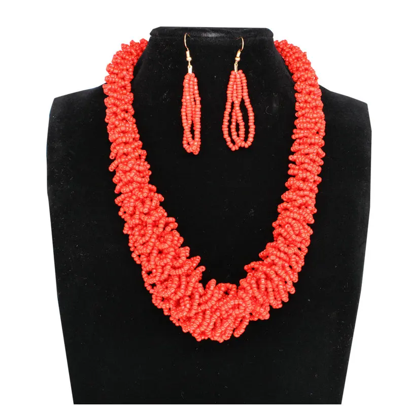 Fashionable african bridal wedding necklace earring seedbead women nigerian jewelry set for women
Fashionable african bridal wedding necklace earring seedbead women nigerian jewelry set for women