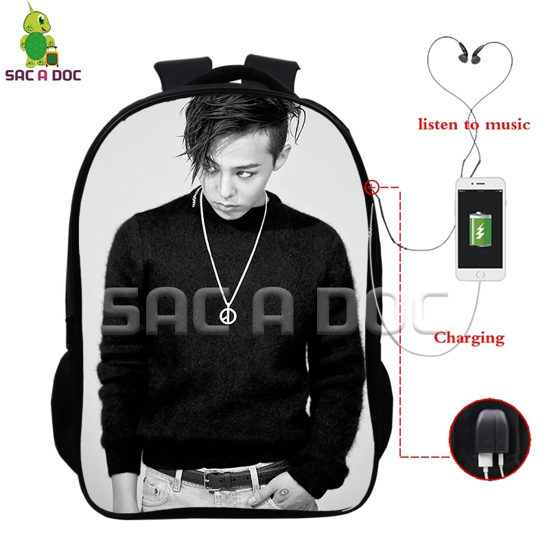 Kpop BIGBANG G-DRAGON Backpack Multifunction USB Charging Headphone Jack Travel Bags for Teenagers GD Hip Hop School Backpacks
Kpop BIGBANG G-DRAGON Backpack Multifunction USB Charging Headphone Jack Travel Bags for Teenagers GD Hip Hop School Backpacks