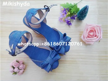 Sweety Knots Blue Denim Girls High Heel Sandal Wedges Thick Sole Plataforma Jean Valentine Shoes Sandalias Summer
Sweety Knots Blue Denim Girls High Heel Sandal Wedges Thick Sole Plataforma Jean Valentine Shoes Sandalias Summer