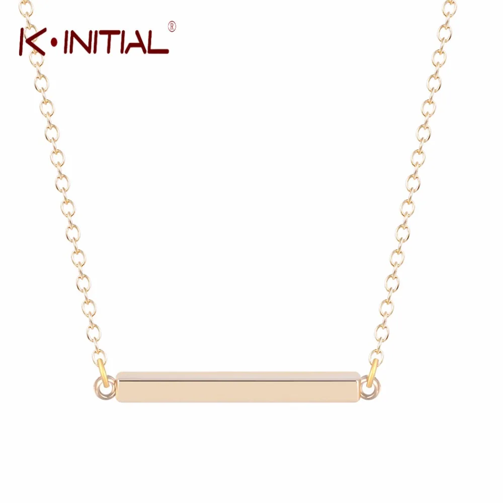 

Kinitial 1Pcs Silver Gold Square Modern Bar Pendant Necklace for Women Collar Link Chain Choker Statement Necklace Bijoux