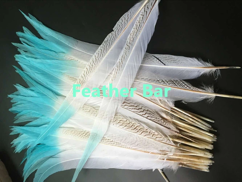 100pcs white with blue tip Silver pheasant Feathers 60-65cm two tone dyed pheasant silver Feathers DIY Feathers Cloth accessory
100pcs white with blue tip Silver pheasant Feathers 60-65cm two tone dyed pheasant silver Feathers DIY Feathers Cloth accessory