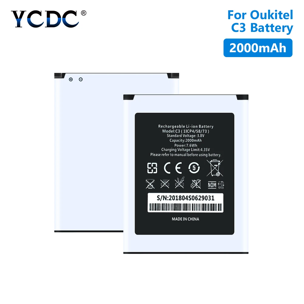 High Quality 3.8V 2000mAh Lithium Polymer Battery For Oukitel C3 Mobile Phone Replacement Mobile Phone Batteries
High Quality 3.8V 2000mAh Lithium Polymer Battery For Oukitel C3 Mobile Phone Replacement Mobile Phone Batteries