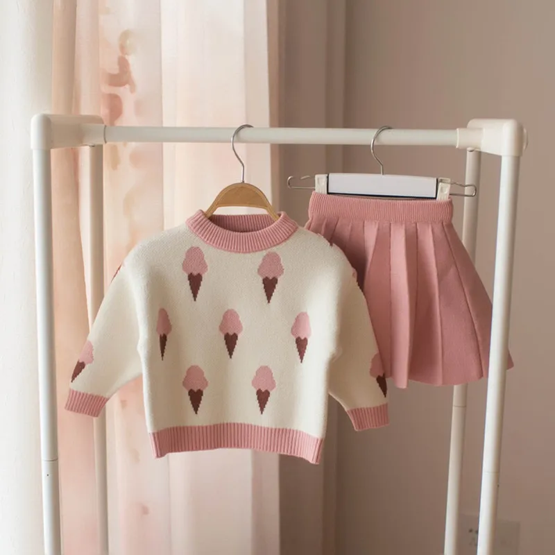 Фото Новые весенние комплекты одежды для детей плиссированная юбка костюмы маленьких