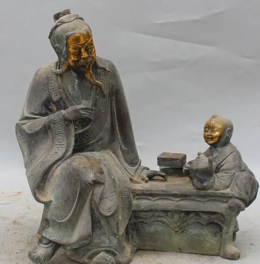 6710981++10" Chinese Bronze Gilt Ancient Child And Old Together Hold Teakettle Statue
6710981++10" Chinese Bronze Gilt Ancient Child And Old Together Hold Teakettle Statue