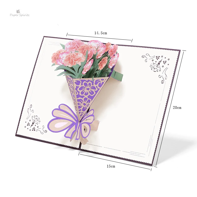 PAPER SPIRITZ Carnation bouquet 3D laser paper pop up card with blank envelope invitations greeting cards wedding invitation
PAPER SPIRITZ Carnation bouquet 3D laser paper pop up card with blank envelope invitations greeting cards wedding invitation