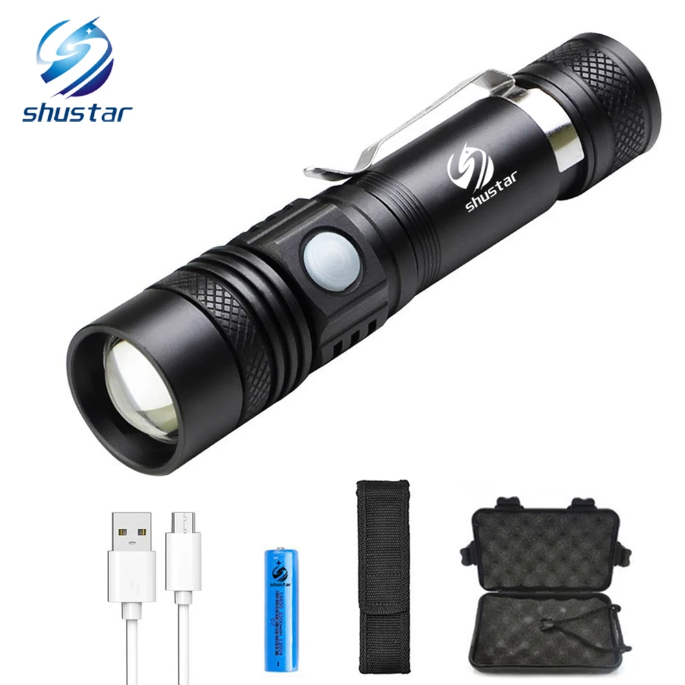 USB Rechargeable LED flashlight T6 led lamp bead high lumens led torch Ultra Bright waterproof flashlight with 18650 battery 
USB Rechargeable LED flashlight T6 led lamp bead high lumens led torch Ultra Bright waterproof flashlight with 18650 battery