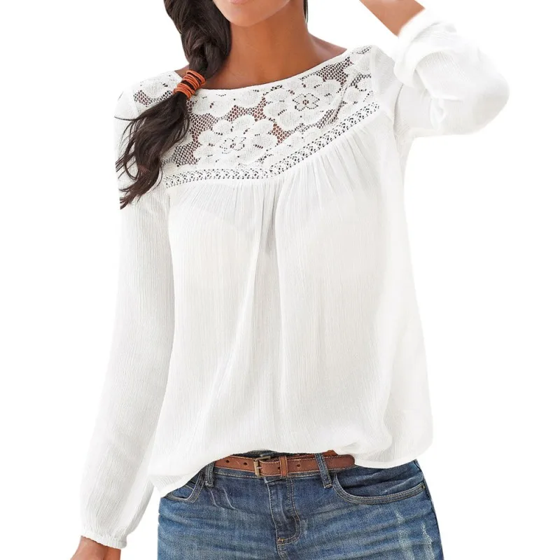 Lace Blouse Women Winter Casual Long sleeve Lace Patchwork Tops Women Blouse Shirt Tunique Femme Manche Longues
Lace Blouse Women Winter Casual Long sleeve Lace Patchwork Tops Women Blouse Shirt Tunique Femme Manche Longues