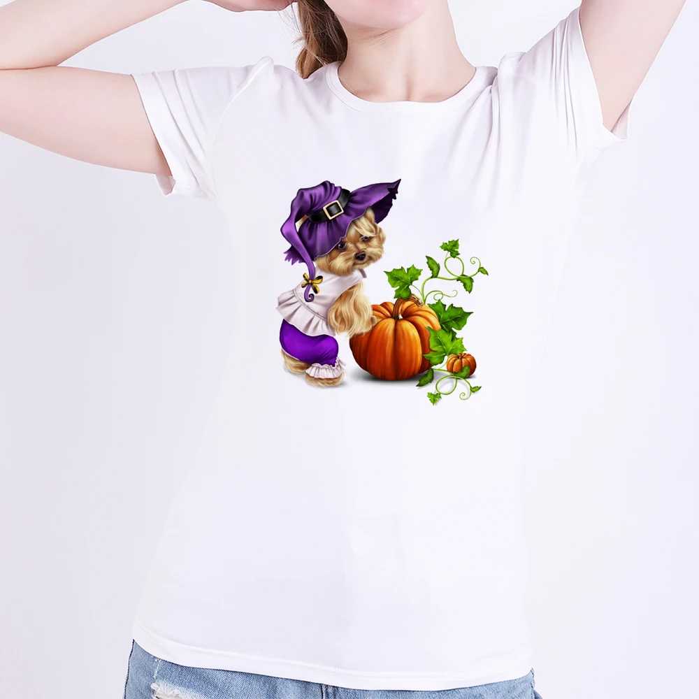 Casual Happy Halloween Cute Pet Dog Cartoon Modal Women T-shirt Vogue Summer White Short Sleeve Clothes Lady T shirts Tshirt
Casual Happy Halloween Cute Pet Dog Cartoon Modal Women T-shirt Vogue Summer White Short Sleeve Clothes Lady T shirts Tshirt