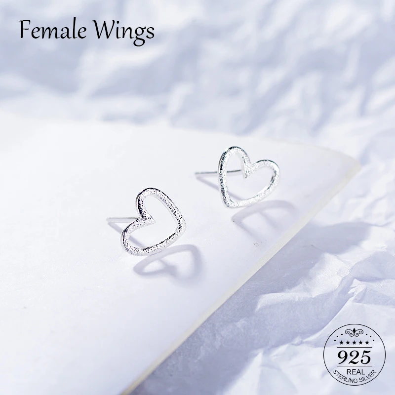 Female Wings 925 Sterling Silver Heart Stud Earrings For Women Cute Girls Gifts S925 Party Simple Silver Jewelry Femme FE094
Female Wings 925 Sterling Silver Heart Stud Earrings For Women Cute Girls Gifts S925 Party Simple Silver Jewelry Femme FE094