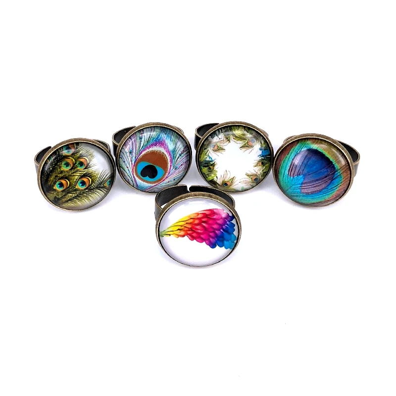 12mm 14mm 16mm 18mm 20mm Peacock Feather Round Cabochon Glass Rings for Women Resizable Anillos Mujer Indian Jewelry B18184
12mm 14mm 16mm 18mm 20mm Peacock Feather Round Cabochon Glass Rings for Women Resizable Anillos Mujer Indian Jewelry B18184