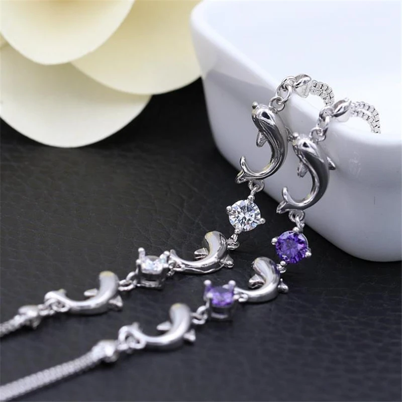 Fashion 925 Sterling Silver Bracelets For Women Shiny Zircon Cute Dolphin Bracelet Bangles Girl Valentine's Day Jewelry Gifts
Fashion 925 Sterling Silver Bracelets For Women Shiny Zircon Cute Dolphin Bracelet Bangles Girl Valentine's Day Jewelry Gifts