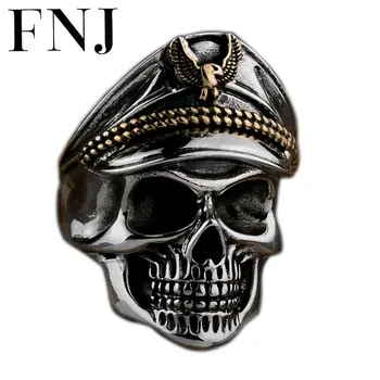 

FNJ 925 Silver Skeleton Ring New Punk Skull Original S925 Sterling Silver Rings for Men Jewelry Adjustable Size USA 10-12.5