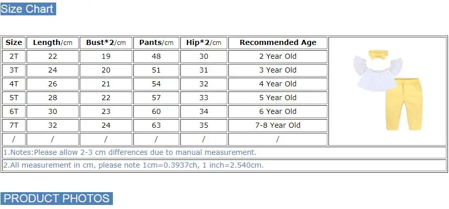 1 year old size chart