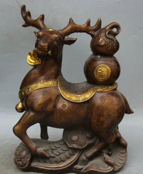 Collectible bronze S2115 14" Chinese Bronze Gild Ru Yi Wealth Money Sika deer calabash Statue sculpture
Collectible bronze S2115 14" Chinese Bronze Gild Ru Yi Wealth Money Sika deer calabash Statue sculpture