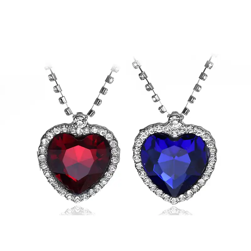 ocean crystal heart pendant necklace rhinestone lover gift