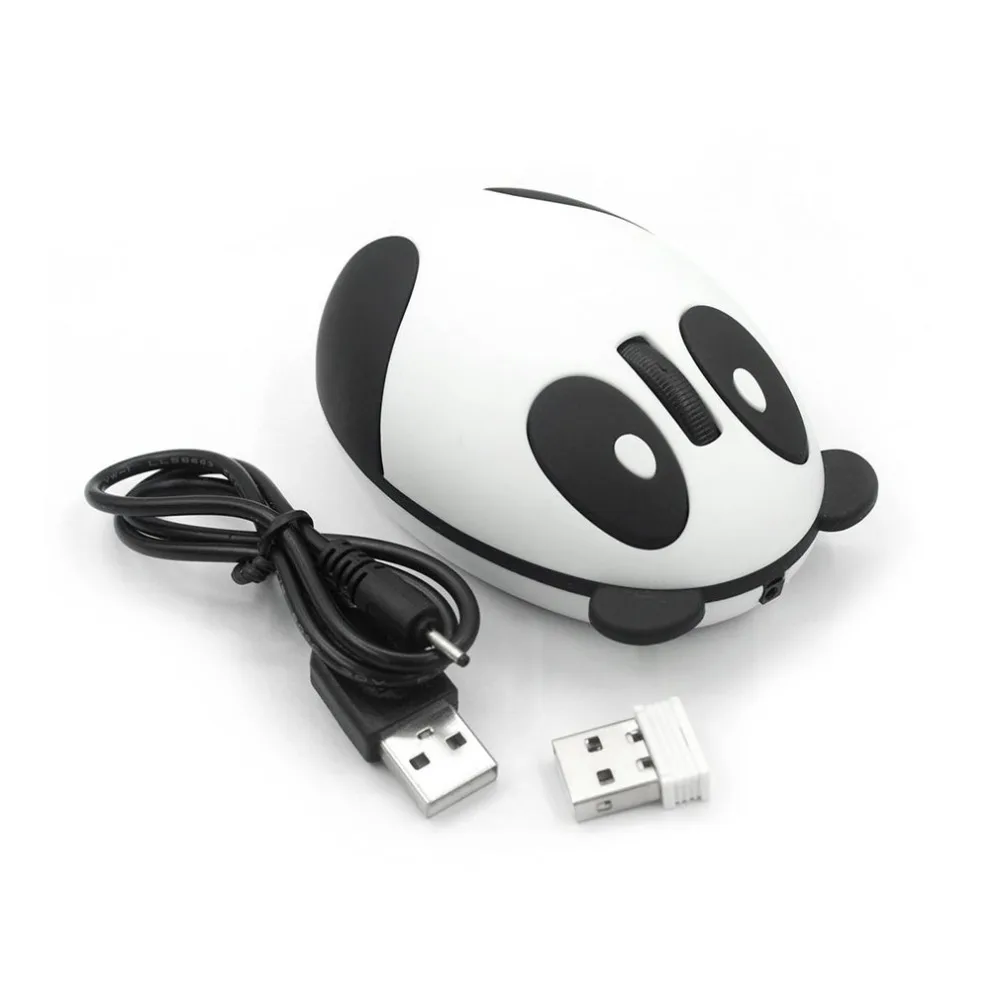 

2.4GHz Wireless Computer Mouse Rechargeable Optical Panda Shape Laptop Mouse 3pcs/Set Mouse+USB Charging Cable+Receive