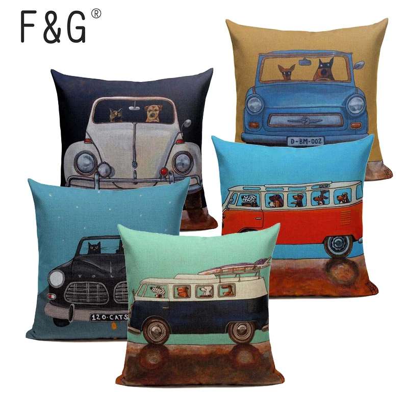 Hot Sale Pillow Lovely Cartoon Dog Cat Color Driving Car Vintage Almofadas 45X45CM Linen Pillow Decorative Linen Cushion Cover
Hot Sale Pillow Lovely Cartoon Dog Cat Color Driving Car Vintage Almofadas 45X45CM Linen Pillow Decorative Linen Cushion Cover