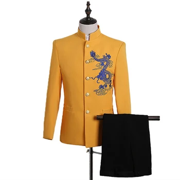 (jacket+pants) Embroidery Suits Chinese style Male slim costumes sets prom men's singer chorus stage outfits Host wedding show
(jacket+pants) Embroidery Suits Chinese style Male slim costumes sets prom men's singer chorus stage outfits Host wedding show