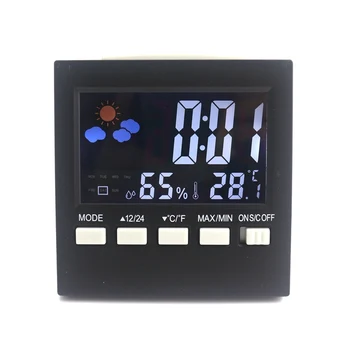 LCD Indoor Weather Station Sound Control Digital C/F Temperature Humidity Meter Alarm Clock Snooze Calendar Function
LCD Indoor Weather Station Sound Control Digital C/F Temperature Humidity Meter Alarm Clock Snooze Calendar Function