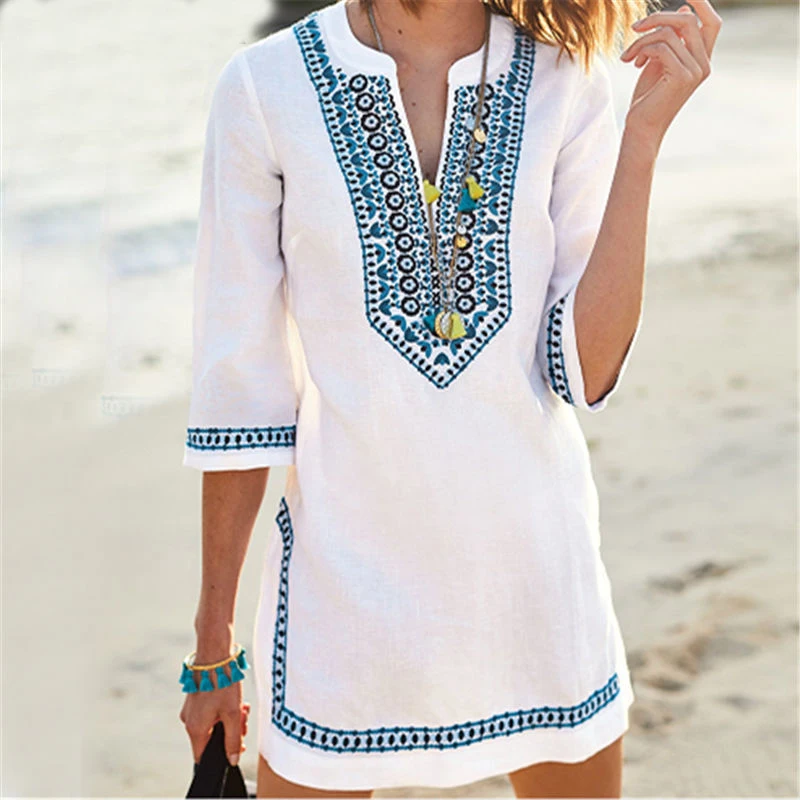 Embroidery Vintage Beach Cover up Saida de Praia Swimsuit Women Bikini cover up Tunics for Beach Pareo Sarong Beachwear 2018
Embroidery Vintage Beach Cover up Saida de Praia Swimsuit Women Bikini cover up Tunics for Beach Pareo Sarong Beachwear 2018