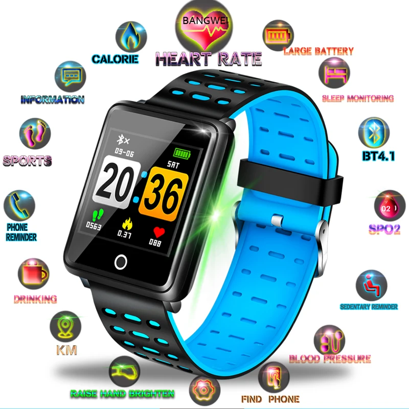 

LIGE Smart Bracelet Depth IP68 Waterproof Blood Pressure Heart Rate Monitor Calorie Pedometer Information Reminder Sport Watch