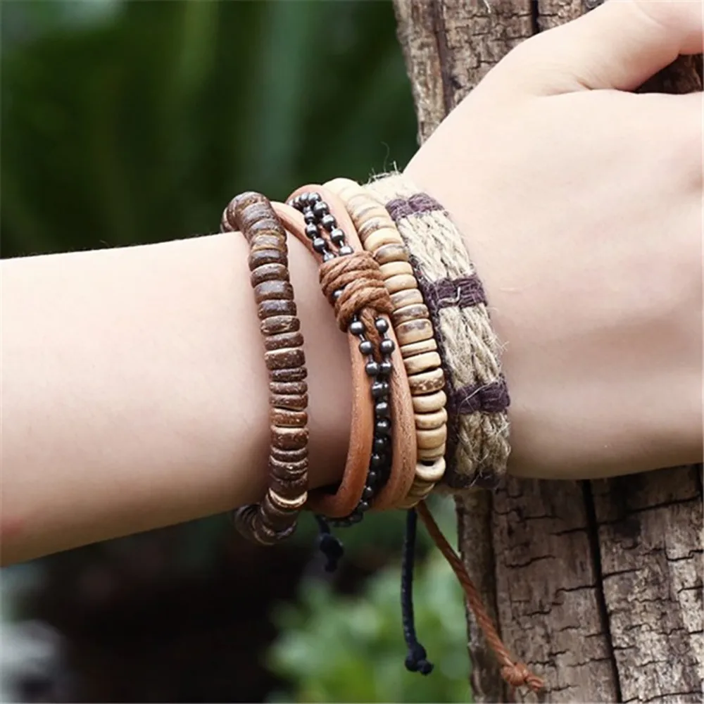 2018 Hot Fashion Retro Suit Woven Bracelet Coconut Shell Hemp Rope Leather Women Bijoux Accessory Gifts | Украшения и аксессуары