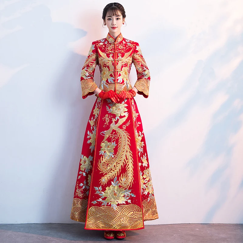Exquisite Embroidery Female Qipao Traditional Phoenix Chinese Royal Bride Wedding Dress Vintage Marriage Cheongsam Suit S-4XL
Exquisite Embroidery Female Qipao Traditional Phoenix Chinese Royal Bride Wedding Dress Vintage Marriage Cheongsam Suit S-4XL