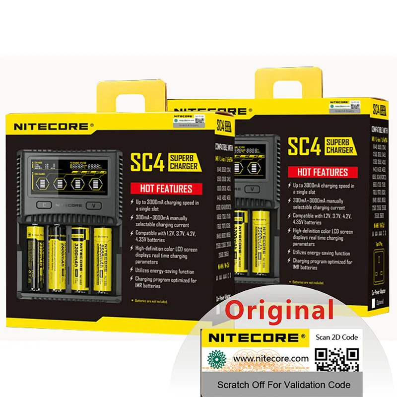 Original NITECORE SC4 Intelligent Faster Charging Super Charger 4 Slots 6A Total Output For IMR 18650 14450 16340 AA Battery
Original NITECORE SC4 Intelligent Faster Charging Super Charger 4 Slots 6A Total Output For IMR 18650 14450 16340 AA Battery