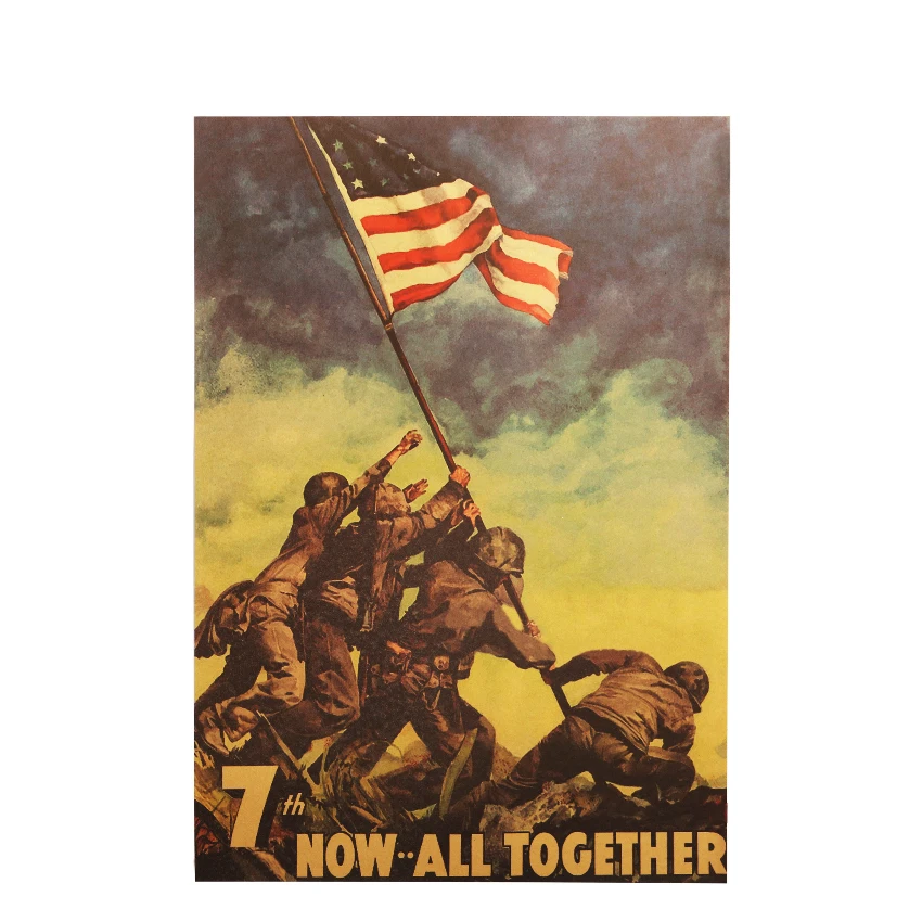TIE LER поднимающий флаг на Iwo Jima ретро постер из крафт бумаги интерьер бар кафе