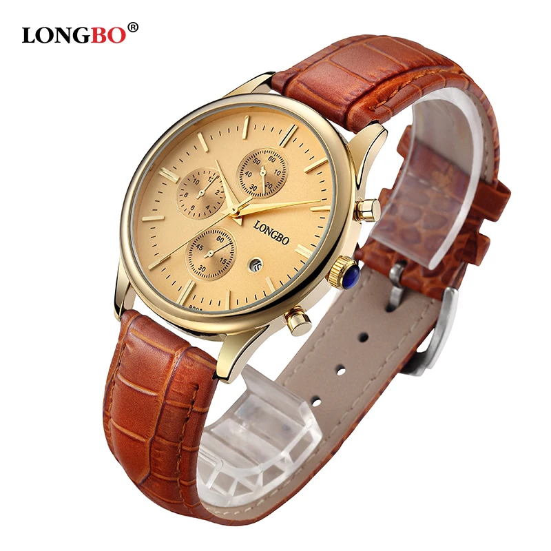 LONGBO Brand Lovers Watch Retro Gold Case Leather Strap Foamposites Calendar Waterproof Quartz Wristwatches Men moda mujer 80061 LONGBO Brand Lovers Watch Retro Gold Case Leather Strap Foamposites Calendar Waterproof Quartz Wristwatches Men moda mujer 80061<br><br>Aliexpress