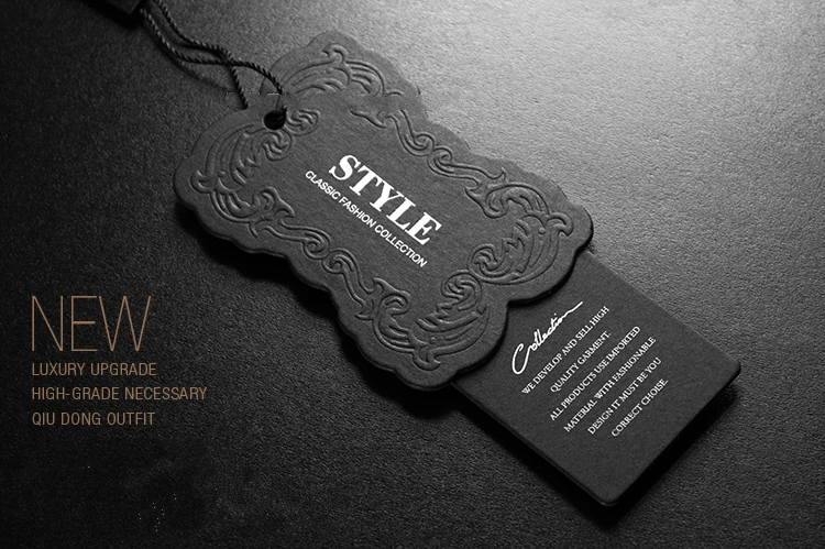 100set 0.88mm thickness style spot supply black special paper debossing hotstamp slivery garment HangTag with rope paper label
100set 0.88mm thickness style spot supply black special paper debossing hotstamp slivery garment HangTag with rope paper label