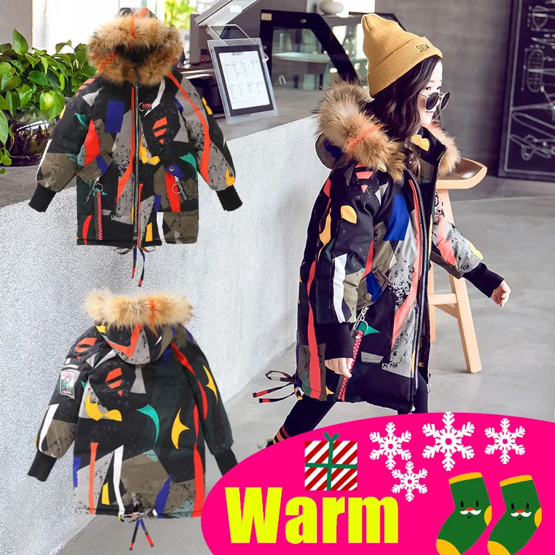 Girls Cotton-padded Winter Jackets Children Warm Big Fur Hooded Outerwear Coats Children's Fashion Long Thick Jacket Coat
Girls Cotton-padded Winter Jackets Children Warm Big Fur Hooded Outerwear Coats Children's Fashion Long Thick Jacket Coat