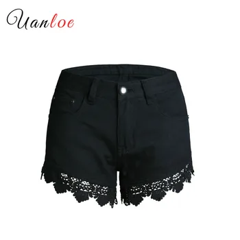 2019 Women Jeans Solid Color Mid Waist Lace Spliced Shorts Washed Cotton Denim Shorts Female Casual Fashion Slim Short Jeans
2019 Women Jeans Solid Color Mid Waist Lace Spliced Shorts Washed Cotton Denim Shorts Female Casual Fashion Slim Short Jeans