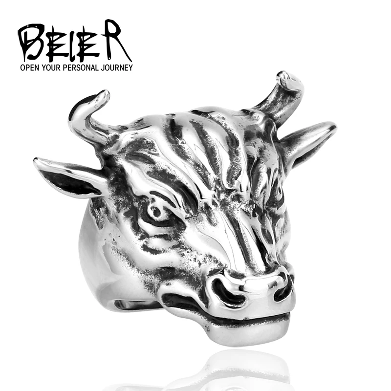 BEIER Cool Bull Ring Stainless Steel Punk Biker Silver Color Animal Jewelry Man Gift BR8-135
BEIER Cool Bull Ring Stainless Steel Punk Biker Silver Color Animal Jewelry Man Gift BR8-135