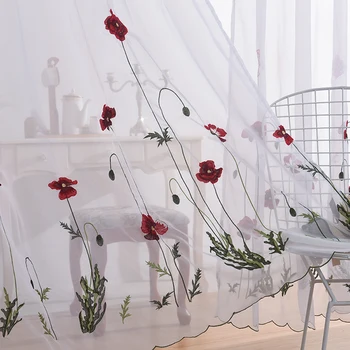 Classic White Sheer Embroidered Red Flower Curtains Tulle for Living Room Simple Pastoral Window Screen Voile Curtain bedroom
Classic White Sheer Embroidered Red Flower Curtains Tulle for Living Room Simple Pastoral Window Screen Voile Curtain bedroom