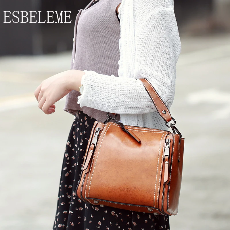 ESBELEME Genuine Leather Women Handbags for Female Single Shoulder Bags Burgundy Brown Black Cow Leather Motorcycle Bag YG167
ESBELEME Genuine Leather Women Handbags for Female Single Shoulder Bags Burgundy Brown Black Cow Leather Motorcycle Bag YG167