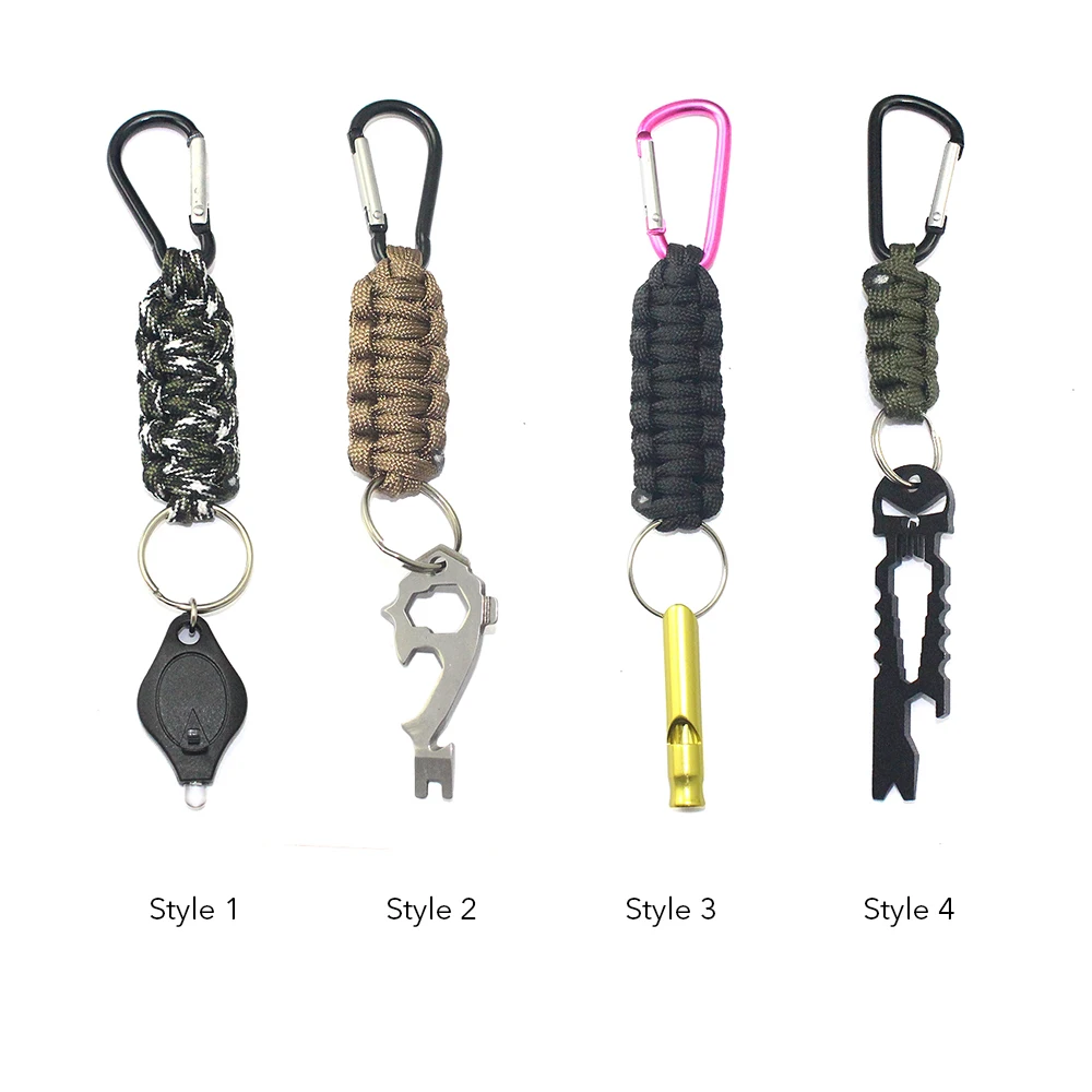 

Multi tool Keychain Paracord Rope Parachute Cord Lanyard Key Rings with Carabiner Emergency EDC Outdoor Survival Kit Key Chain