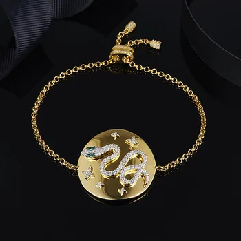 High Quatily 925 Sterling Silver Luxury Brand Animal Design Cubic Zirconia Gold Color Snake Coin Bracelet Women Fine Jewelry
High Quatily 925 Sterling Silver Luxury Brand Animal Design Cubic Zirconia Gold Color Snake Coin Bracelet Women Fine Jewelry