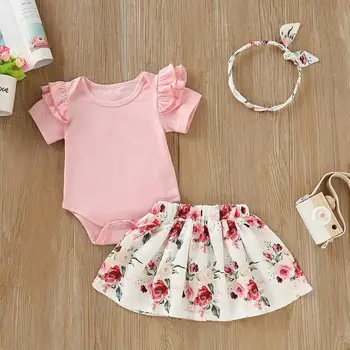 Baby Girls Clothes Sets Tops Short Sleeve romper Cotton Cute Floral Skirt Headbands 3pcs Outfits Clothing Set Baby Girl
Baby Girls Clothes Sets Tops Short Sleeve romper Cotton Cute Floral Skirt Headbands 3pcs Outfits Clothing Set Baby Girl
