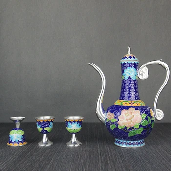 High-grade cloisonne sterling silver wine set 999 handmade enamel silver jug silver wine glass
High-grade cloisonne sterling silver wine set 999 handmade enamel silver jug silver wine glass